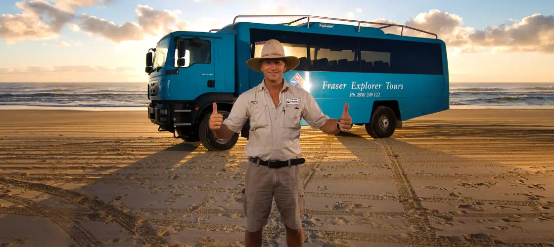 K’gari Explorer Fraser Island tour, Kingfisher Bay Resort stay, Champagne Pools swimming K’gari, Maheno Shipwreck Fraser Island.