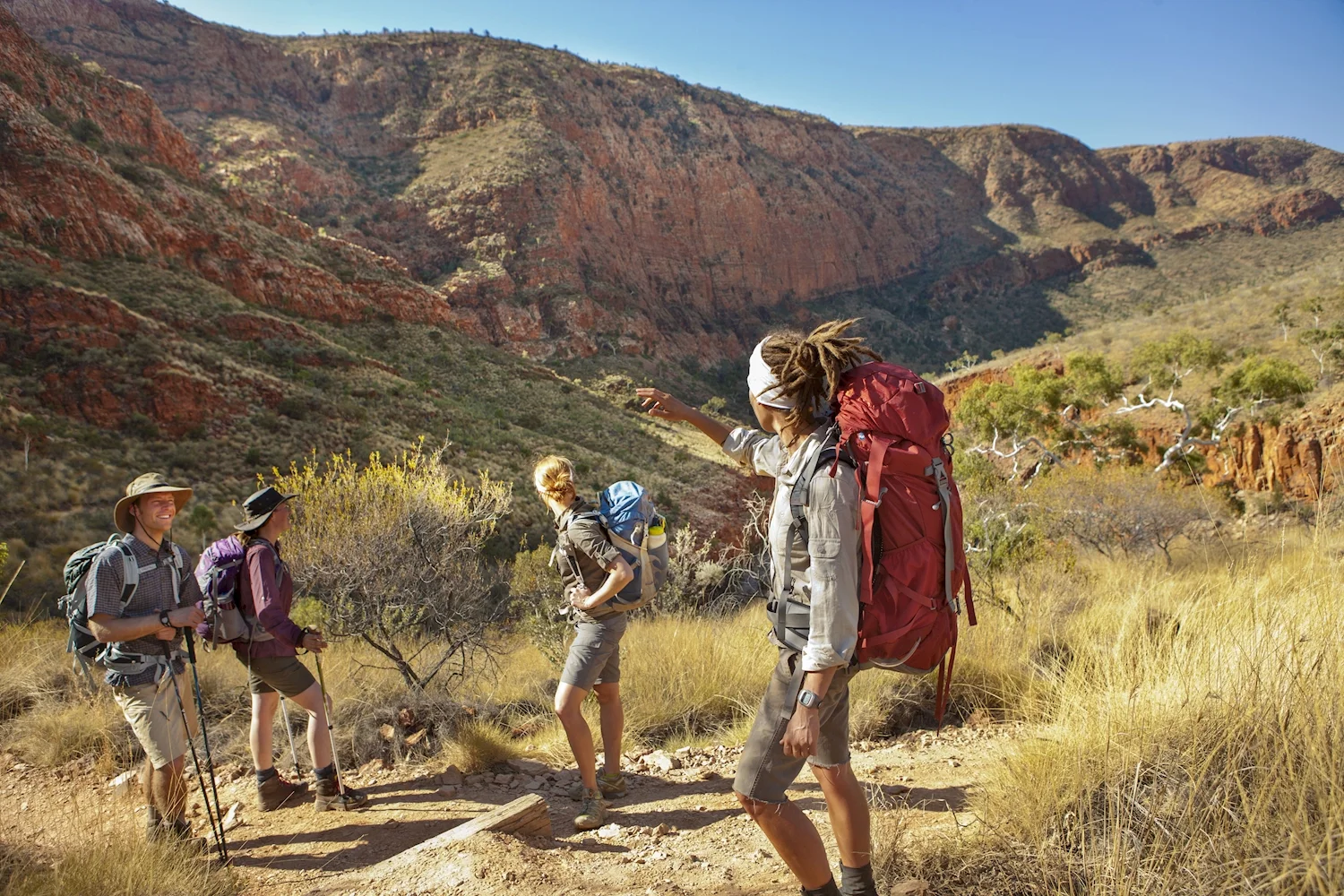 group hiking larapinta trail australia