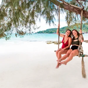 White sand beach and clear water Koh Rong Island Cambodia