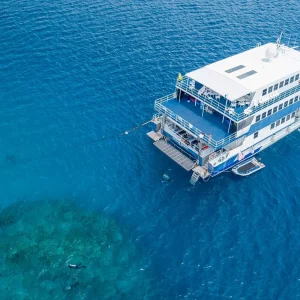 Liveaboard vessel departing Cairns for the reef