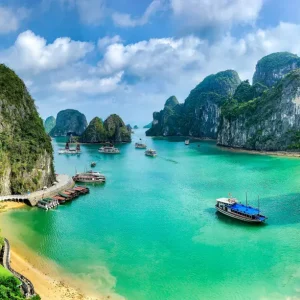 Limestone karsts of Ha Long Bay in the Vietnam Intro 9 days