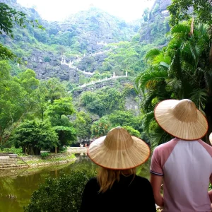 Mountain view in Rickshaw tour through Hanoi during Vietnam Intro 12 Days tour